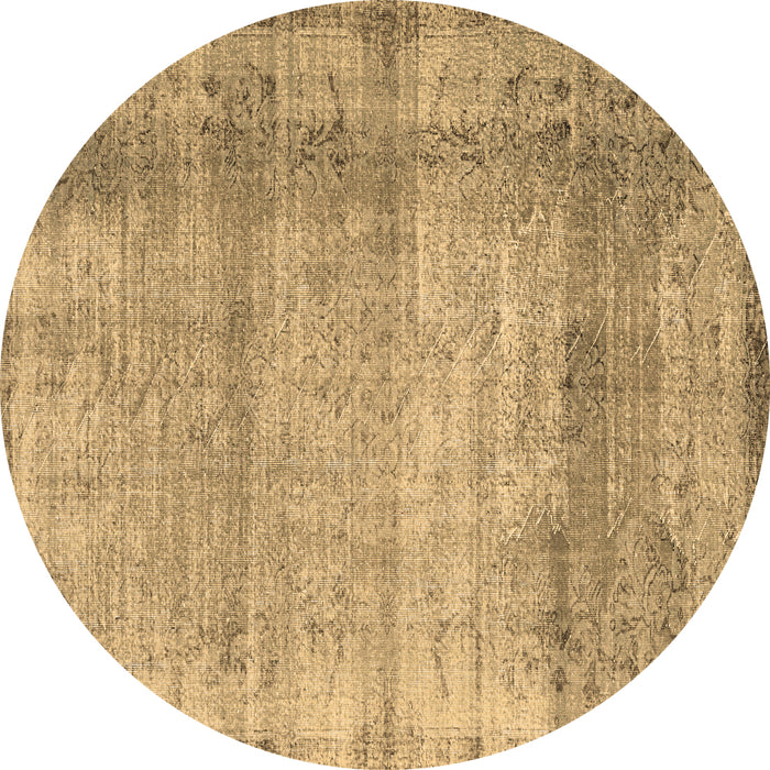 Round Abstract Brown Contemporary Rug, con2582brn
