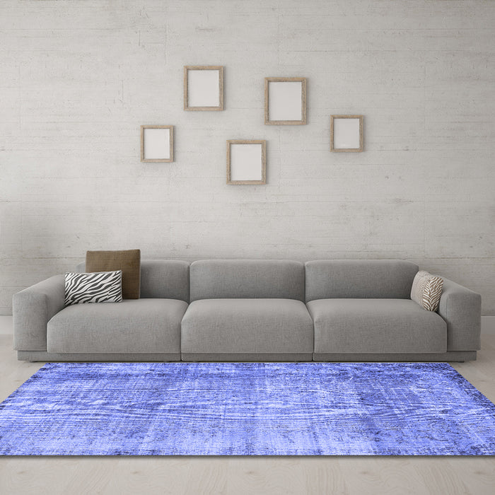 Machine Washable Abstract Blue Contemporary Rug in a Living Room, wshcon2582blu