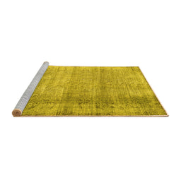Sideview of Machine Washable Abstract Yellow Contemporary Rug, wshcon2582yw