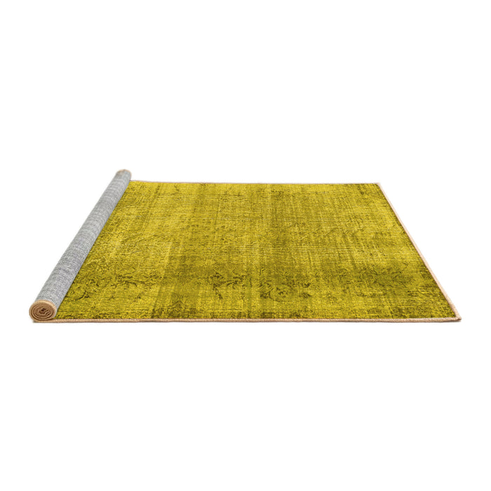 Sideview of Machine Washable Abstract Yellow Contemporary Rug, wshcon2582yw