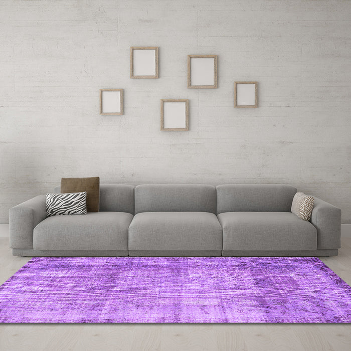 Machine Washable Abstract Purple Contemporary Area Rugs in a Living Room, wshcon2582pur