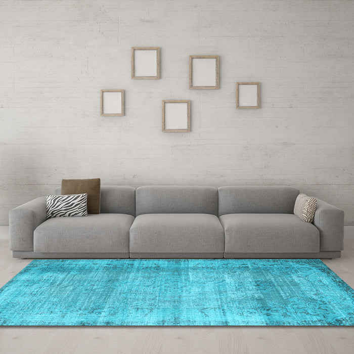 Machine Washable Abstract Light Blue Contemporary Rug in a Living Room, wshcon2582lblu