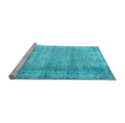 Sideview of Machine Washable Abstract Light Blue Contemporary Rug, wshcon2582lblu