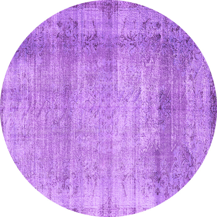 Round Abstract Purple Contemporary Rug, con2582pur