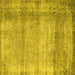 Square Machine Washable Abstract Yellow Contemporary Rug, wshcon2582yw