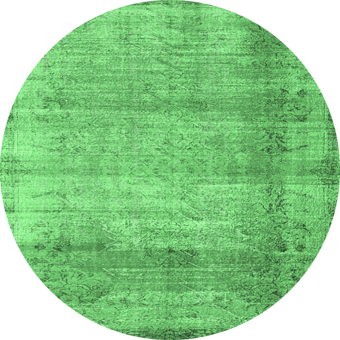 Round Abstract Emerald Green Contemporary Rug, con2582emgrn