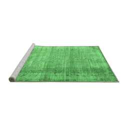 Sideview of Machine Washable Abstract Emerald Green Contemporary Area Rugs, wshcon2582emgrn