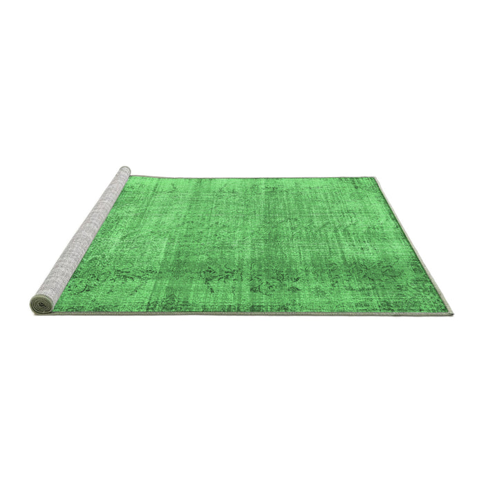 Sideview of Machine Washable Abstract Emerald Green Contemporary Area Rugs, wshcon2582emgrn