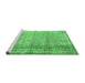 Sideview of Machine Washable Abstract Emerald Green Contemporary Area Rugs, wshcon2582emgrn