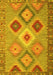 Machine Washable Southwestern Yellow Country Rug, wshcon2583yw