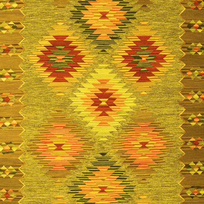 Machine Washable Southwestern Yellow Country Rug, wshcon2583yw