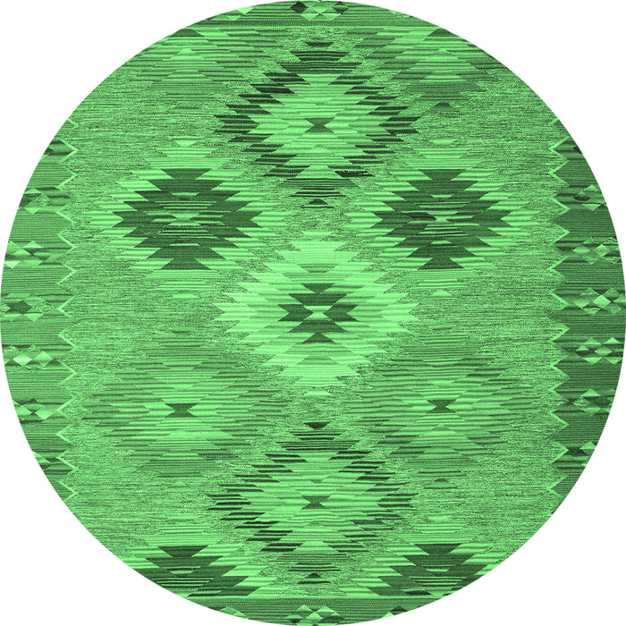Round Southwestern Emerald Green Country Rug, con2583emgrn