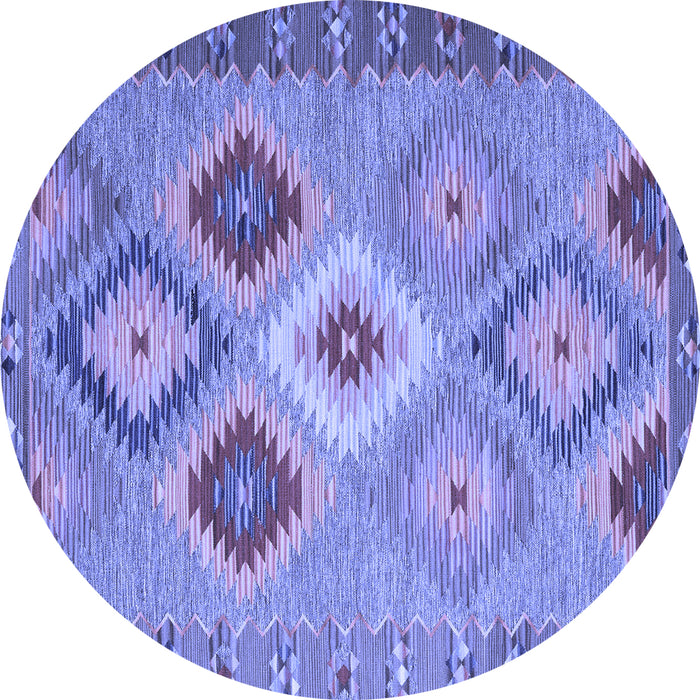 Round Southwestern Blue Country Rug, con2583blu