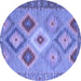 Round Southwestern Blue Country Rug, con2583blu