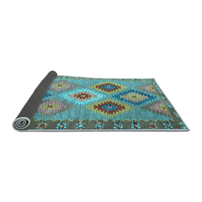 Sideview of Southwestern Light Blue Country Rug, con2583lblu