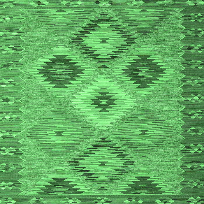 Square Southwestern Emerald Green Country Rug, con2583emgrn
