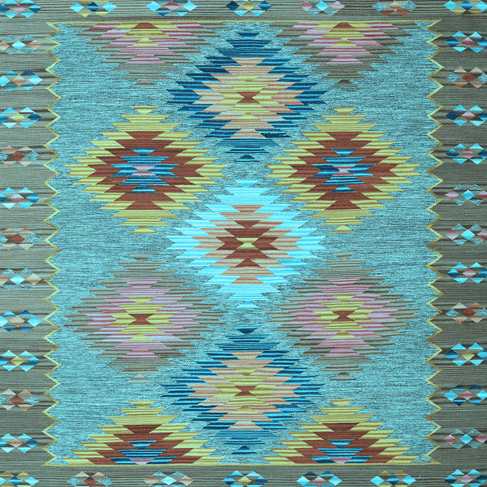 Square Southwestern Light Blue Country Rug, con2583lblu