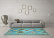 Machine Washable Southwestern Light Blue Country Rug in a Living Room, wshcon2583lblu