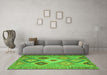 Machine Washable Southwestern Green Country Area Rugs in a Living Room,, wshcon2583grn
