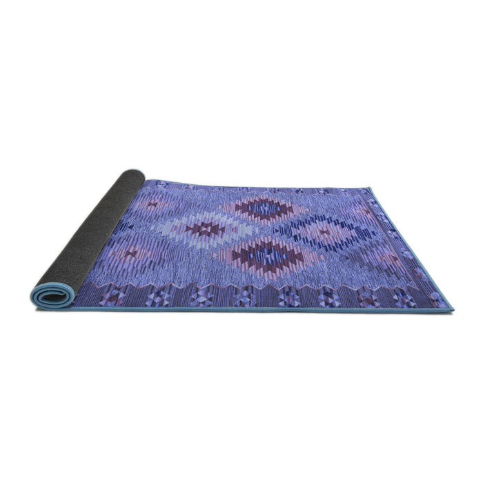 Sideview of Southwestern Blue Country Rug, con2583blu