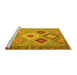 Sideview of Machine Washable Southwestern Yellow Country Rug, wshcon2583yw