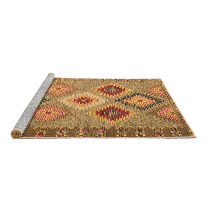 Sideview of Machine Washable Southwestern Brown Country Rug, wshcon2583brn
