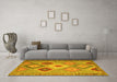 Machine Washable Southwestern Yellow Country Rug in a Living Room, wshcon2583yw