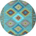Round Southwestern Light Blue Country Rug, con2583lblu