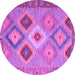 Round Machine Washable Southwestern Purple Country Area Rugs, wshcon2583pur