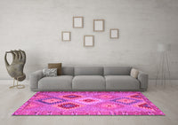 Machine Washable Southwestern Pink Country Rug, wshcon2583pnk