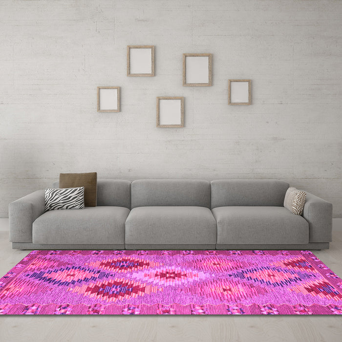 Machine Washable Southwestern Pink Country Rug in a Living Room, wshcon2583pnk