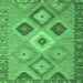 Square Machine Washable Southwestern Emerald Green Country Area Rugs, wshcon2583emgrn