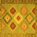 Square Machine Washable Southwestern Yellow Country Rug, wshcon2583yw