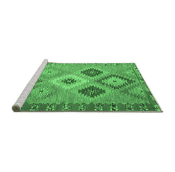 Sideview of Machine Washable Southwestern Emerald Green Country Area Rugs, wshcon2583emgrn