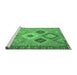 Sideview of Machine Washable Southwestern Emerald Green Country Area Rugs, wshcon2583emgrn