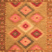 Round Machine Washable Southwestern Orange Country Area Rugs, wshcon2583org