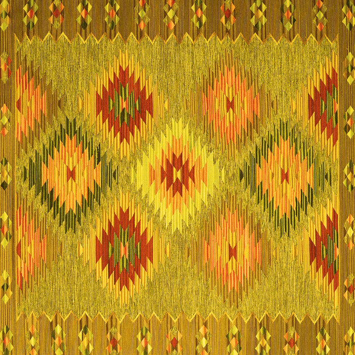 Square Southwestern Yellow Country Rug, con2583yw