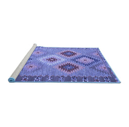 Sideview of Machine Washable Southwestern Blue Country Rug, wshcon2583blu
