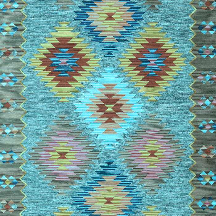 Machine Washable Southwestern Light Blue Country Rug, wshcon2583lblu
