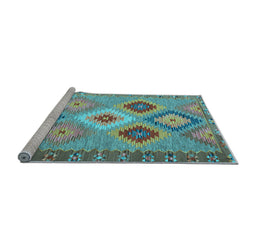 Sideview of Machine Washable Southwestern Light Blue Country Rug, wshcon2583lblu