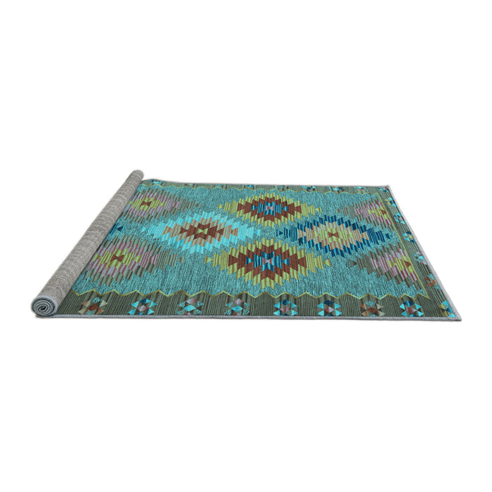 Sideview of Machine Washable Southwestern Light Blue Country Rug, wshcon2583lblu