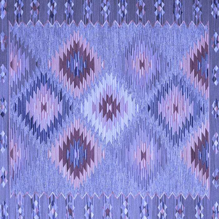 Square Machine Washable Southwestern Blue Country Rug, wshcon2583blu