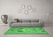 Machine Washable Southwestern Emerald Green Country Area Rugs in a Living Room,, wshcon2583emgrn