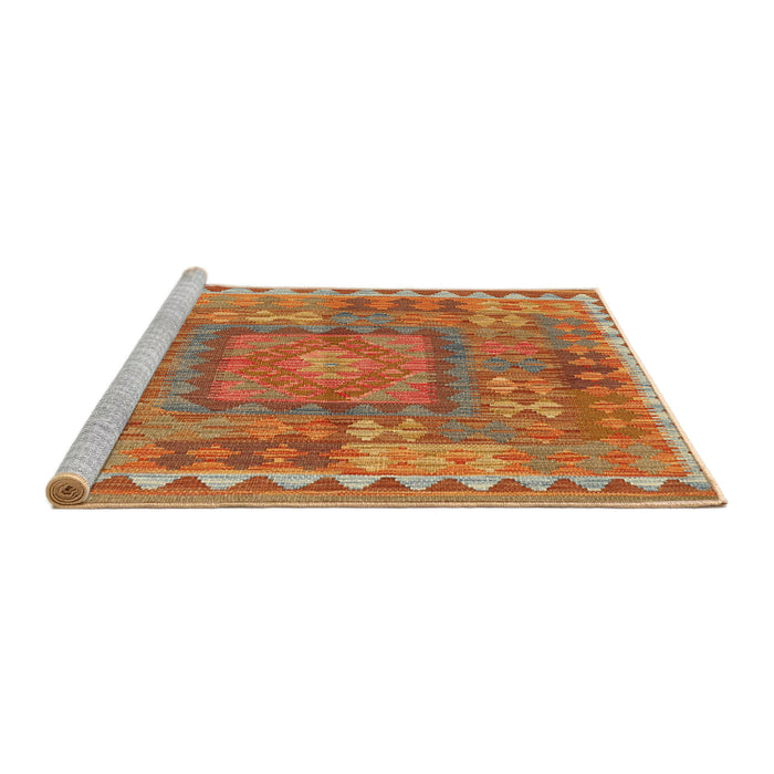 Serging Thickness of Machine Washable Contemporary Orange Red Rug, wshcon2584