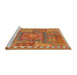 Serging Thickness of Machine Washable Contemporary Orange Red Rug, wshcon2584