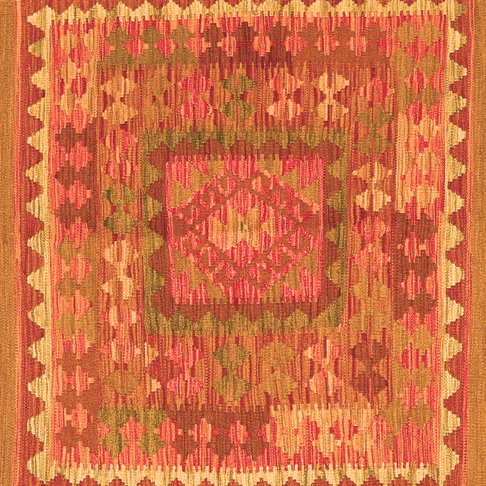 Round Machine Washable Southwestern Orange Country Area Rugs, wshcon2584org