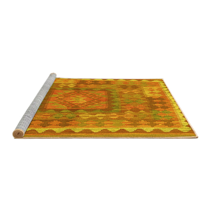 Sideview of Machine Washable Southwestern Yellow Country Rug, wshcon2584yw