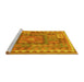 Sideview of Machine Washable Southwestern Yellow Country Rug, wshcon2584yw