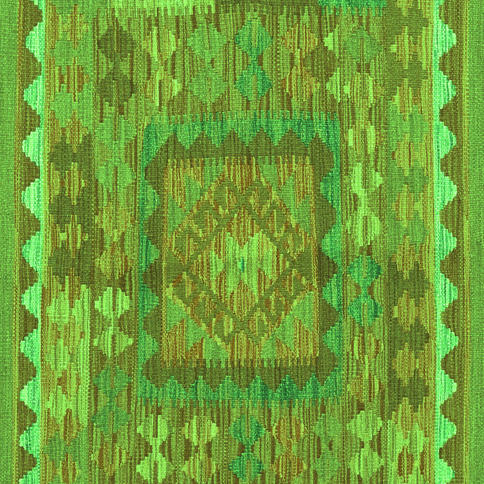Serging Thickness of Machine Washable Southwestern Green Country Area Rugs, wshcon2584grn