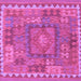 Square Machine Washable Southwestern Purple Country Area Rugs, wshcon2584pur